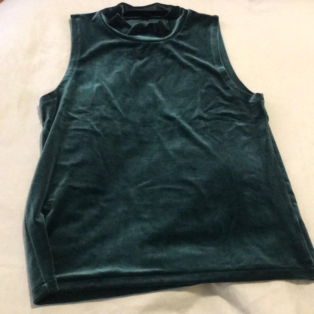 J.Crew Forest Green Velvet Sleeveless Mockneck top